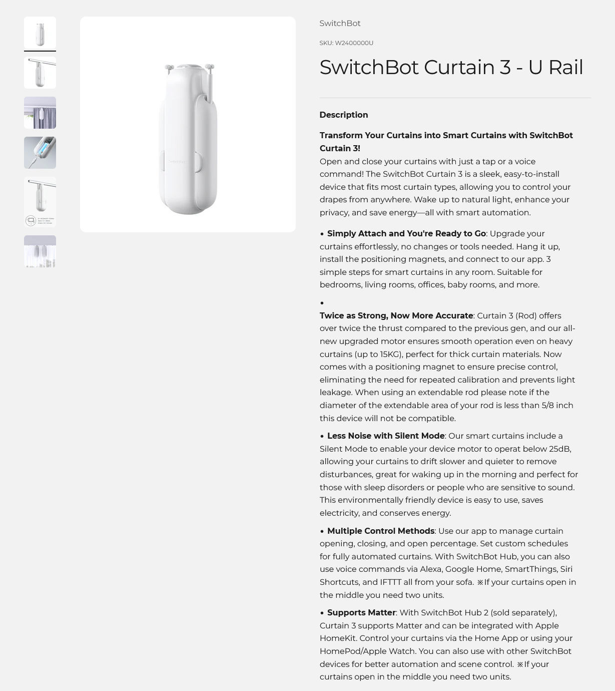 SwitchBot Curtain 3 - U Rail