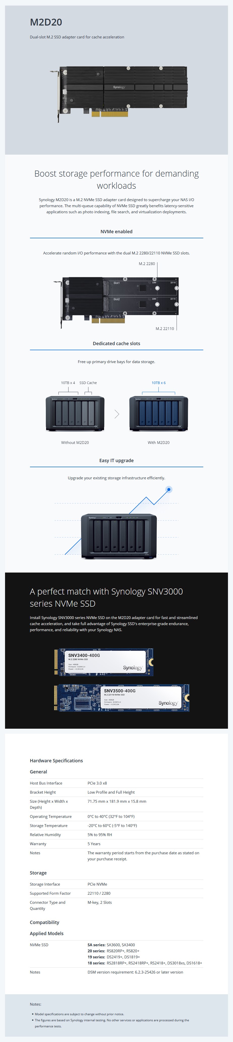 Synology M2D20 Dual-slot M.2 NVMe SSD Adapter Card - Desktop Overview 1