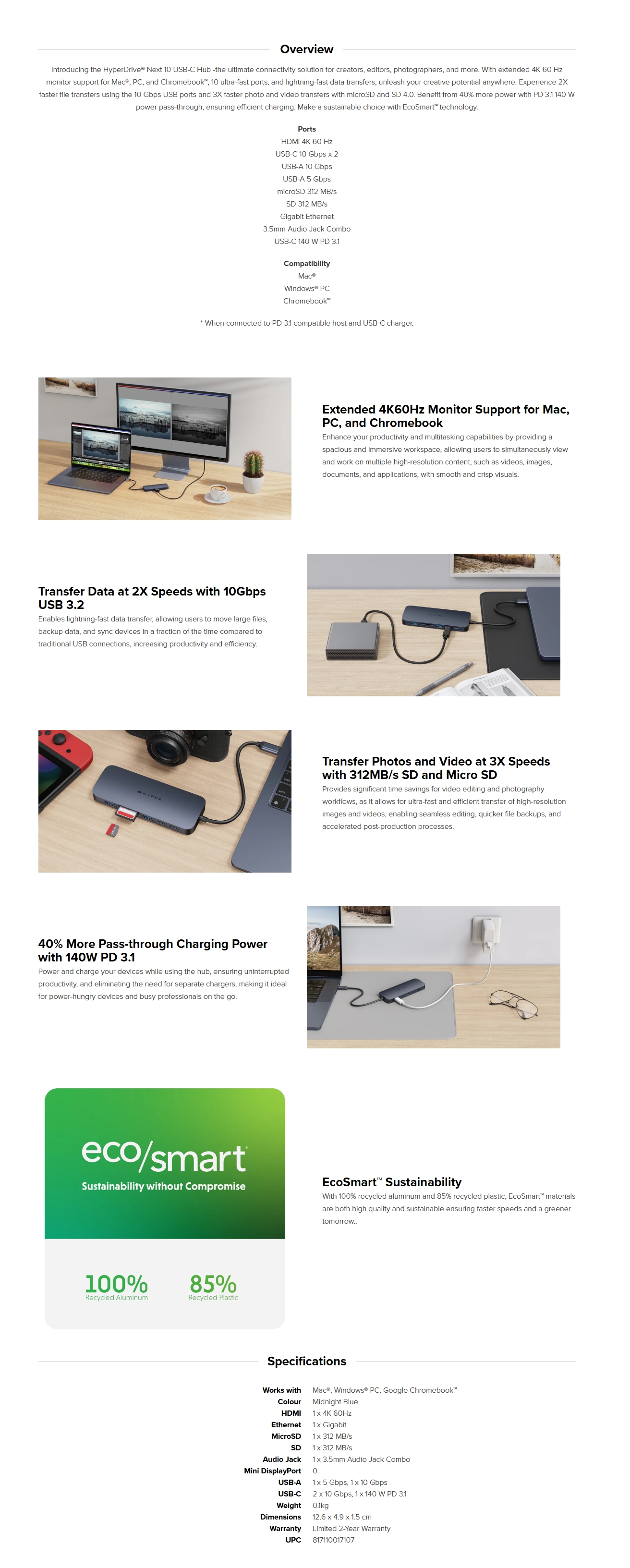Targus 10-Port USB-C HyperDrive Next Hub