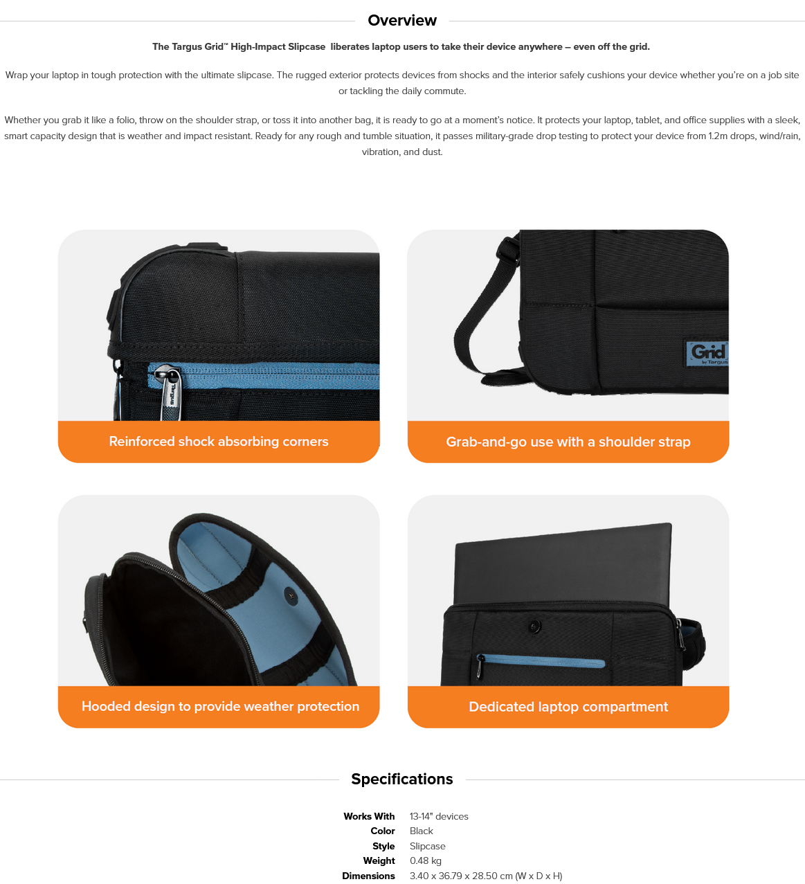 Targus 13-14" Grid High-Impact Slipcase