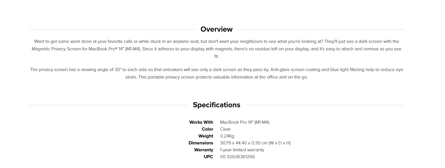 Targus Magnetic Privacy Screen for MacBook Pro M1-M4 14