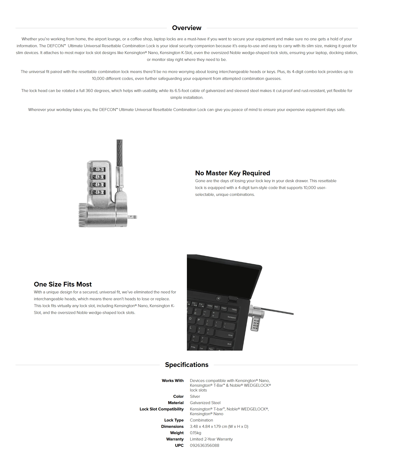 Targus Ultimate Universal Resettable Combination Lock