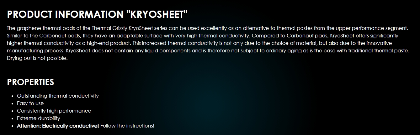 Thermal Grizzly KryoSheet Thermal Pad 33 x 33 mm