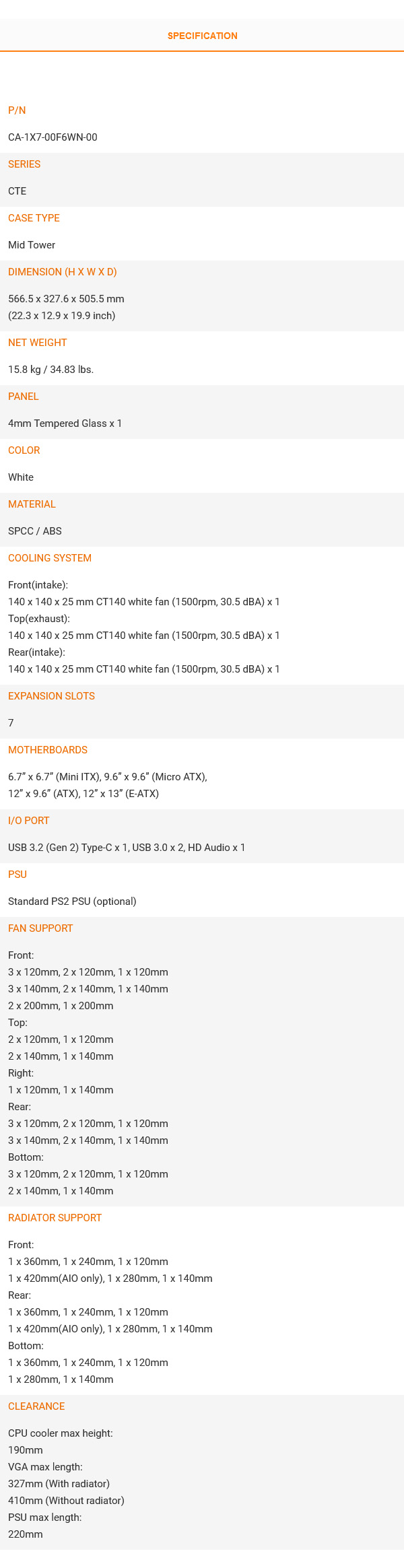 Thermaltake CTE C700 Air Tempered Glass Mid Tower E-ATX Case - White