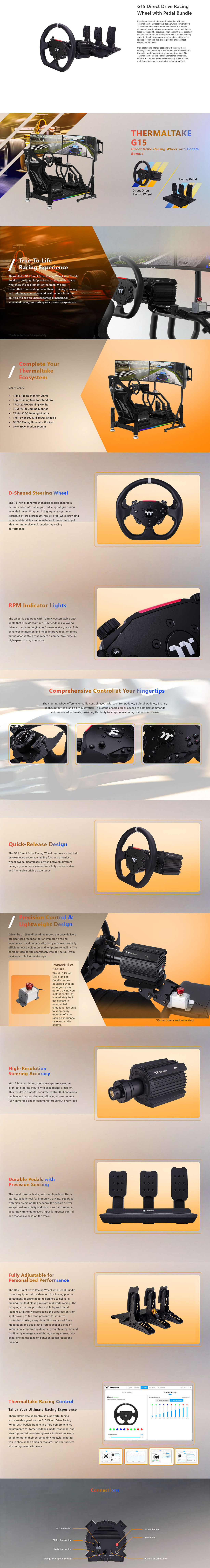 Thermaltake G15 Direct Drive Racing Wheel with Pedals Bundle