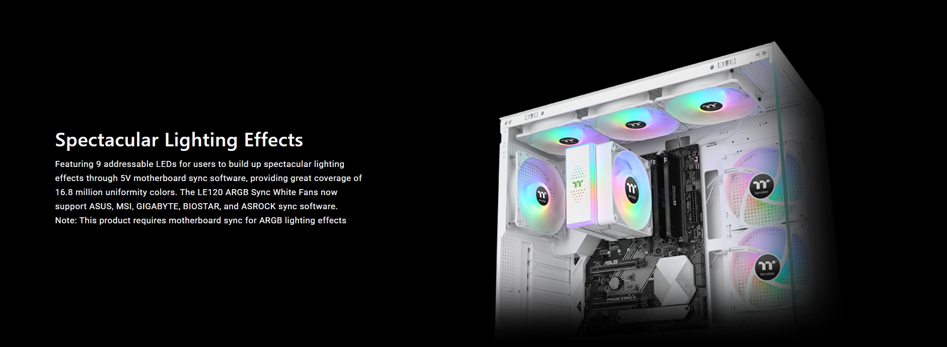 Thermaltake LE 120 ARGB PWM Cooling Fan White Edition - 3 Fan Pack