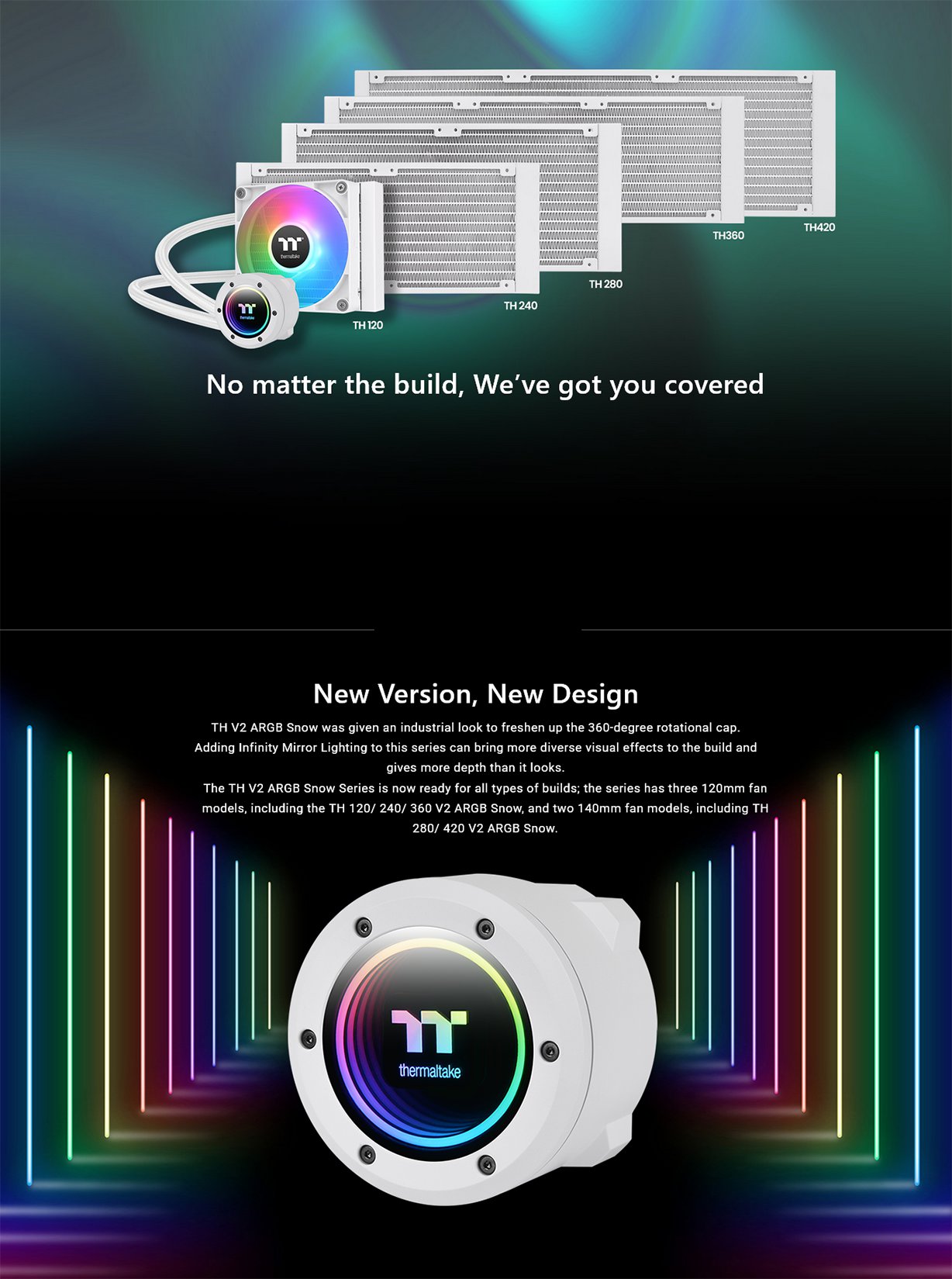 Thermaltake TH120 V2 ARGB Sync AIO Liquid CPU Cooler - Snow Edition