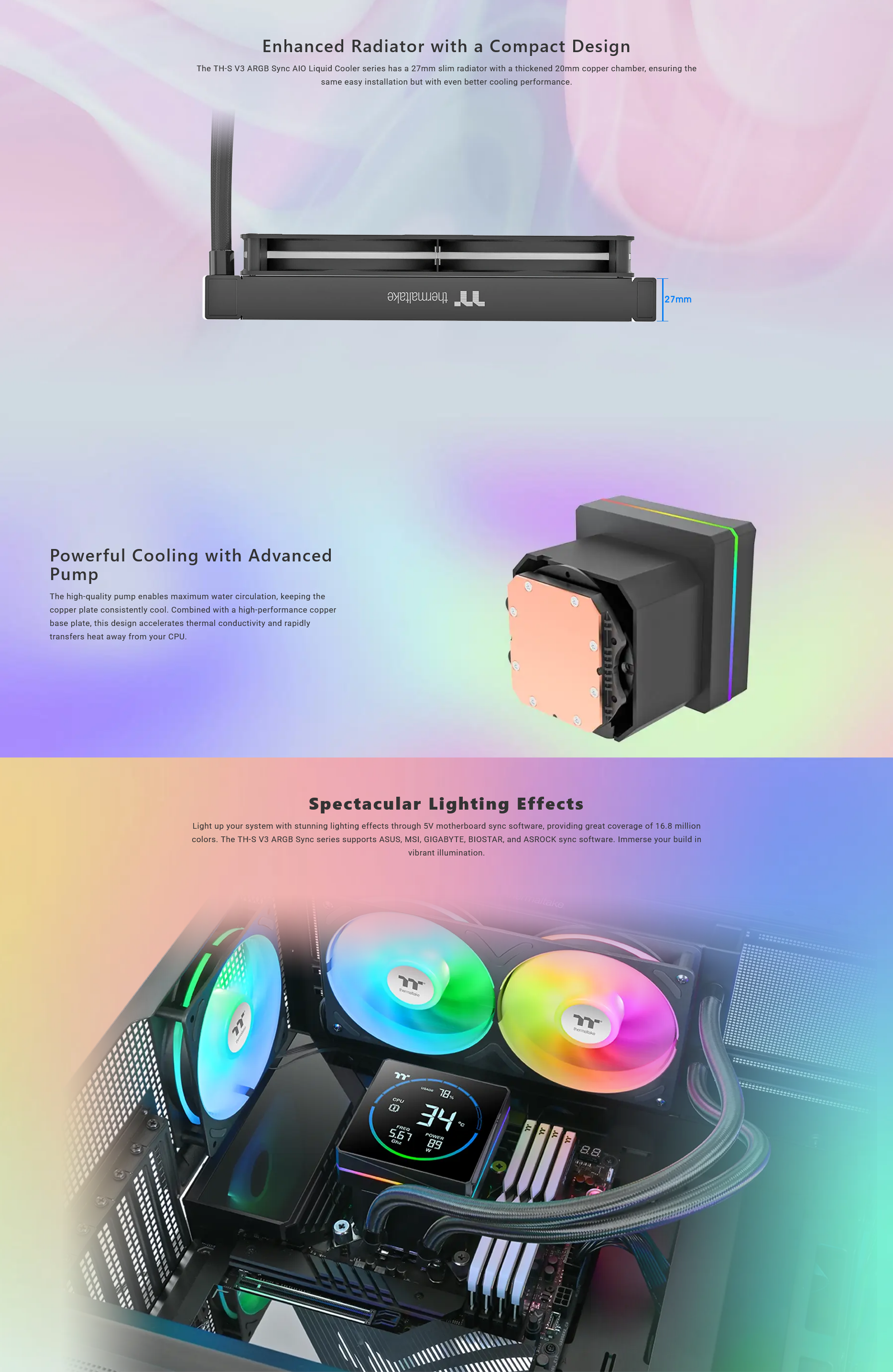 Thermaltake TH240-S V3 240mm ARGB AIO Liquid CPU Cooler