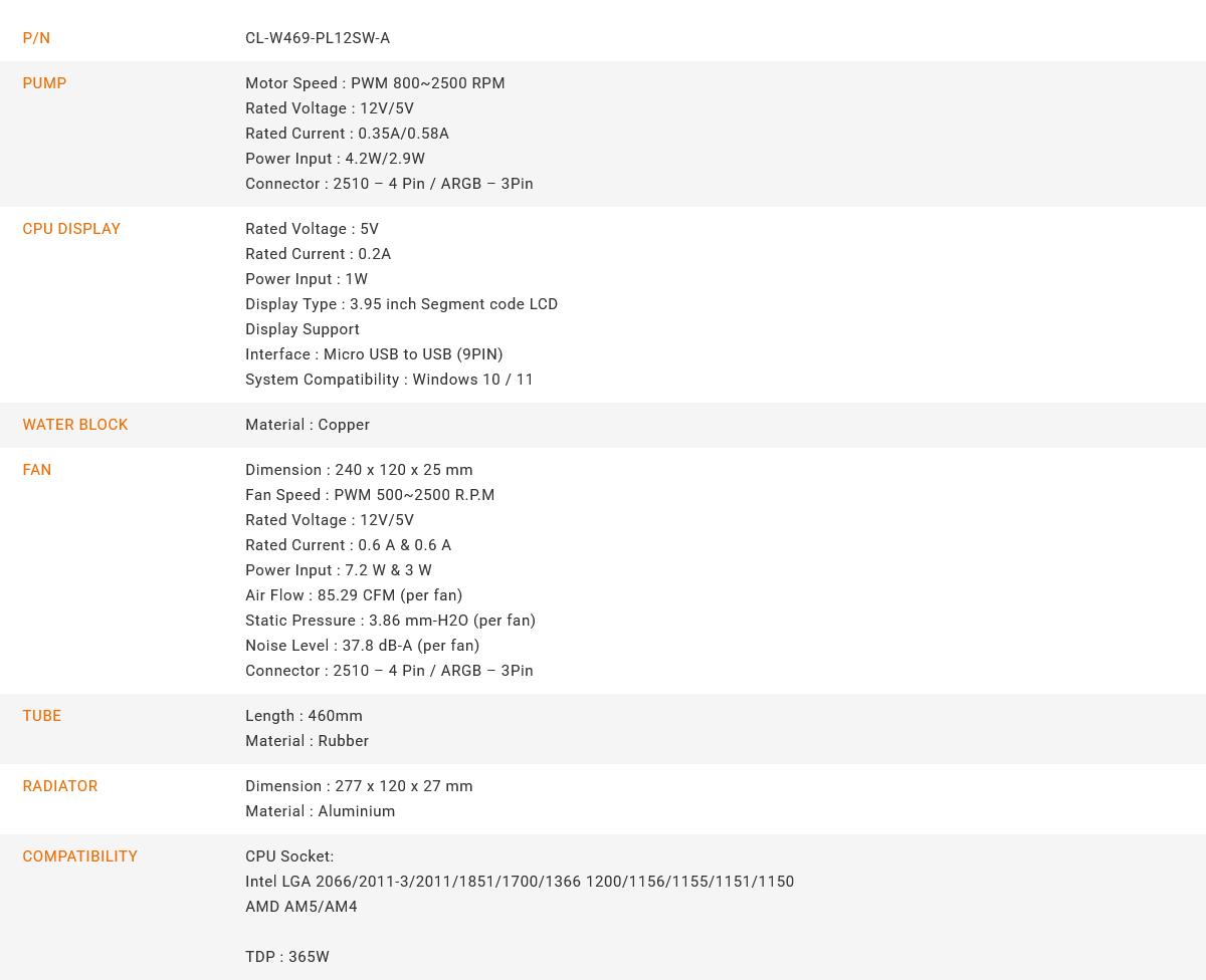 Thermaltake TH240-S V3 240mm ARGB AIO Liquid CPU Cooler