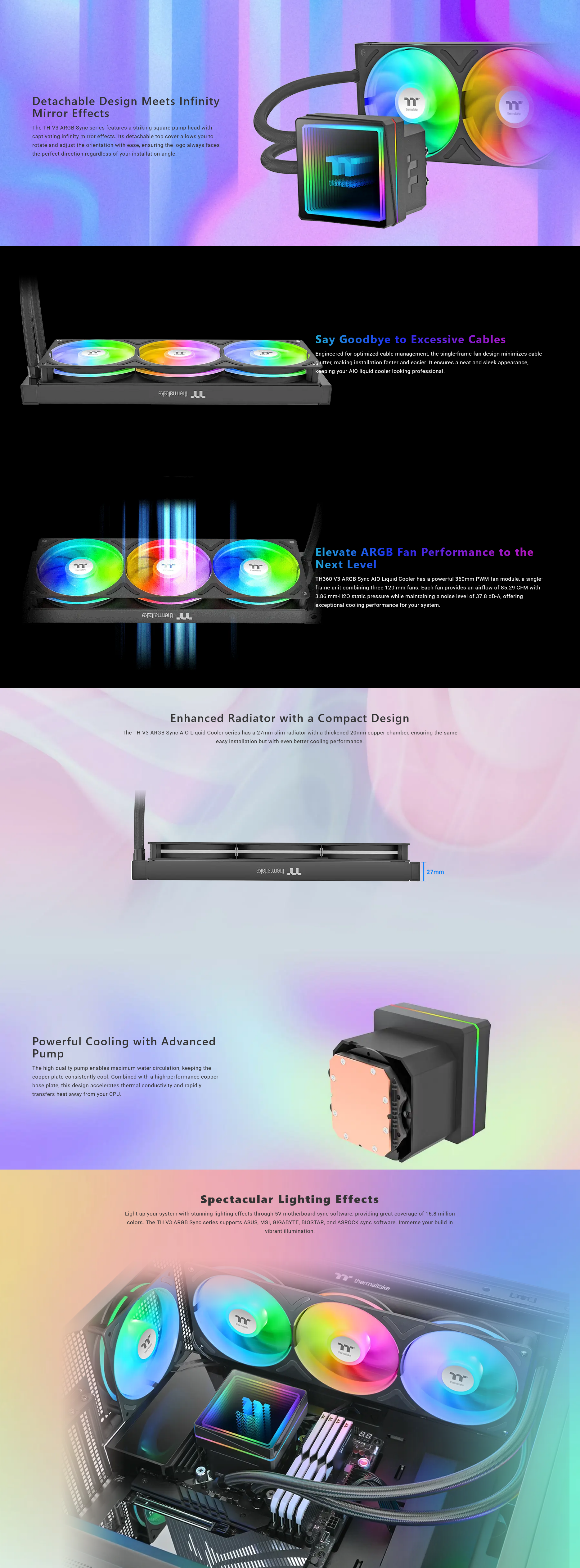 Thermaltake TH360 V3 360mm ARGB AIO Liquid CPU Cooler