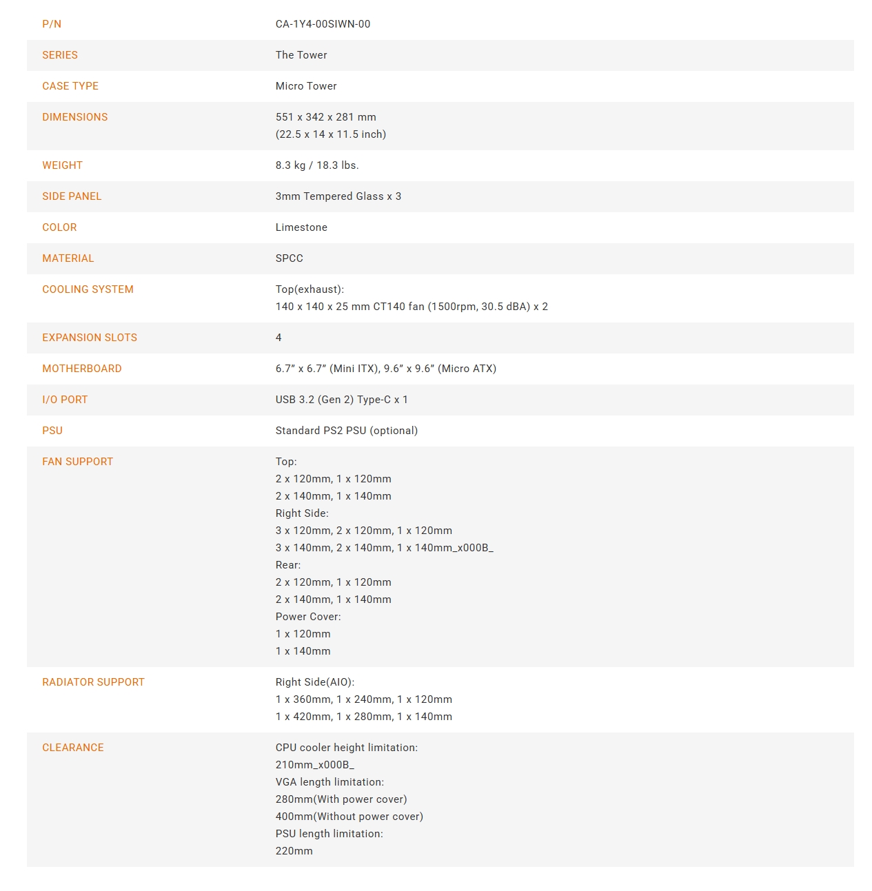 Thermaltake The Tower 300 Tempered Glass Micro Tower Case - Limestone