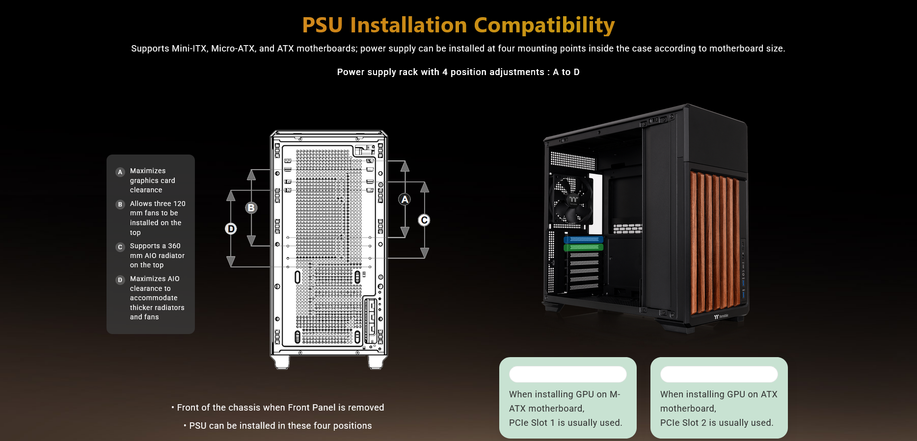 Thermaltake TR300 WS Tempered Glass Mid Tower Case - Black Wood Edition
