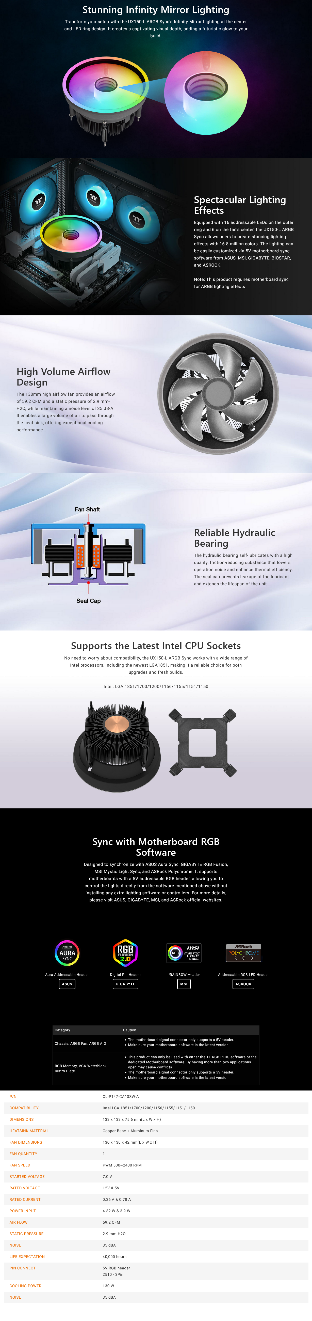Thermaltake UX150-L ARGB CPU Cooler