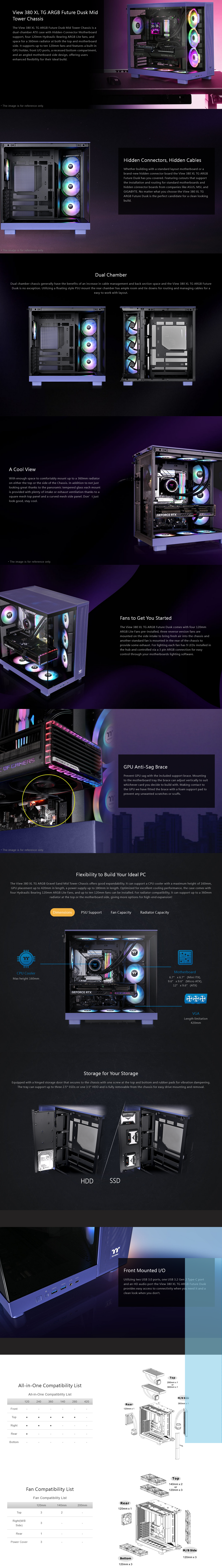 Thermaltake View 380 XL Tempered Glass ARGB Mid Tower Case - Future Dusk