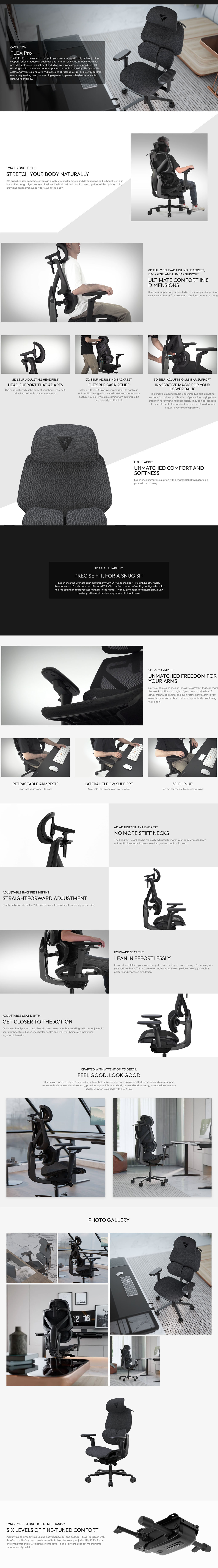 ThunderX3 FLEX Pro Loft Ergonomic Chair - Dark Grey