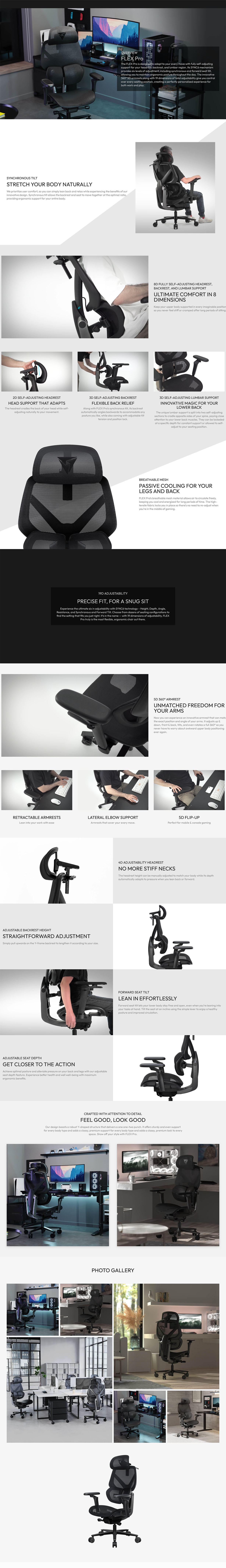 ThunderX3 FLEX Pro Mesh Ergonomic Chair - Black