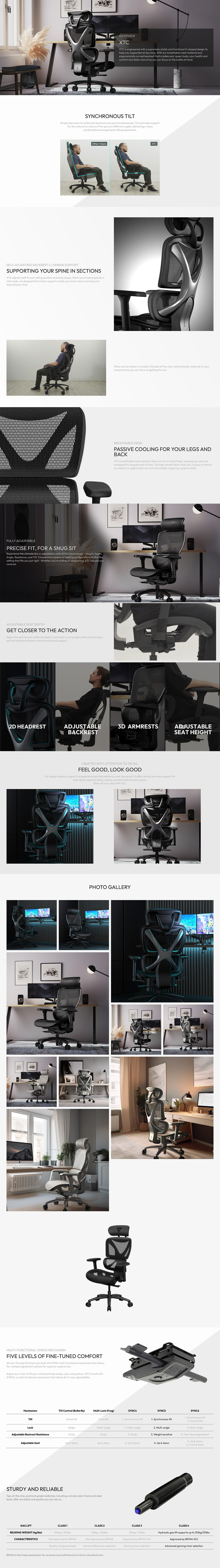ThunderX3 XTC Mesh Ergonomic Chair - Black