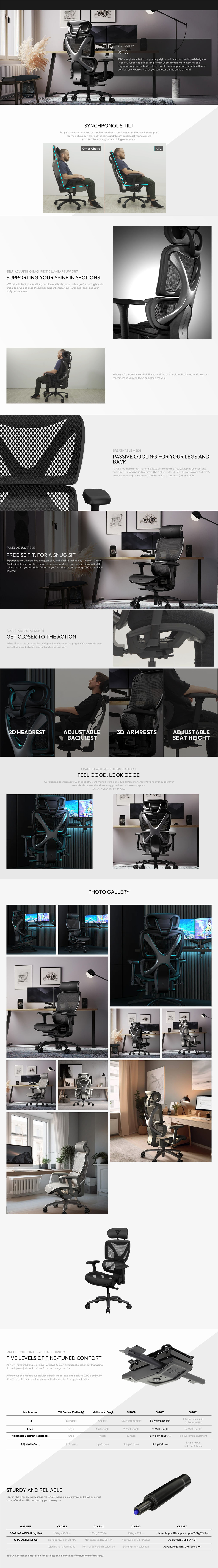 ThunderX3 XTC Mesh Ergonomic Chair - Grey