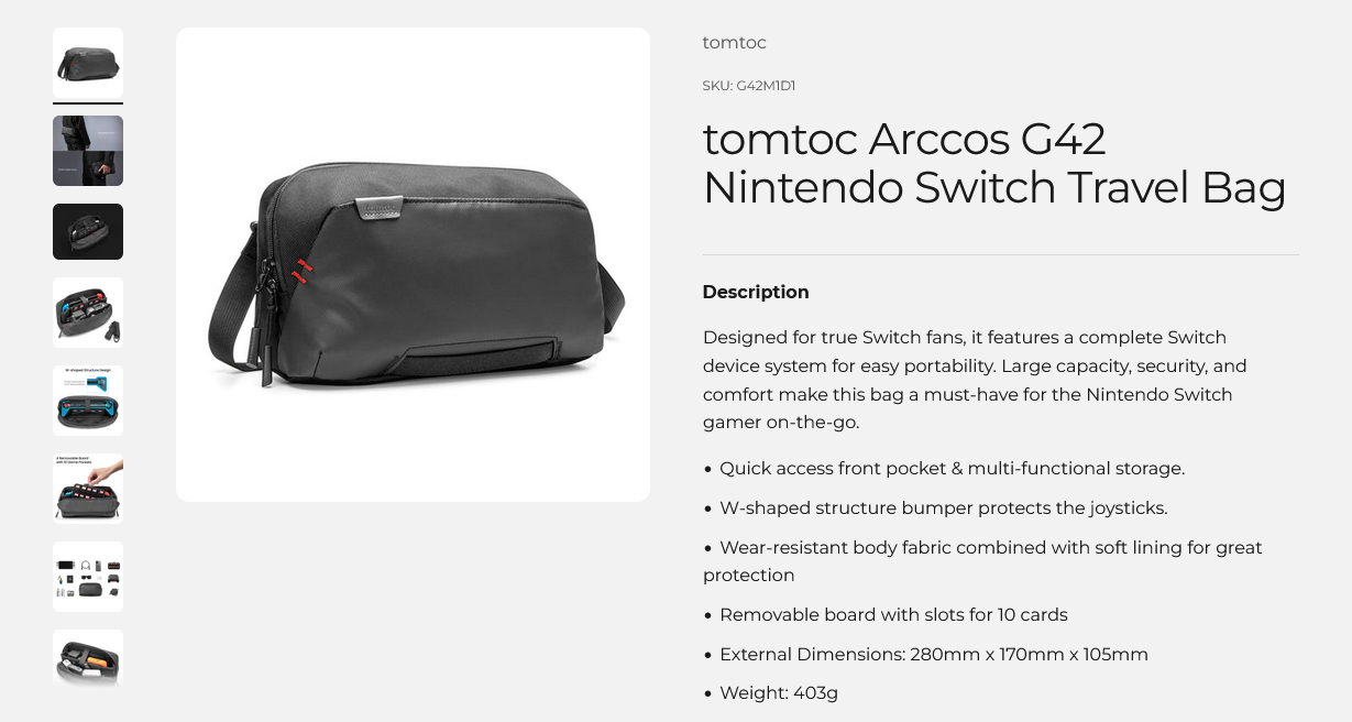 tomtoc Arccos G42 Nintendo Switch Travel Bag