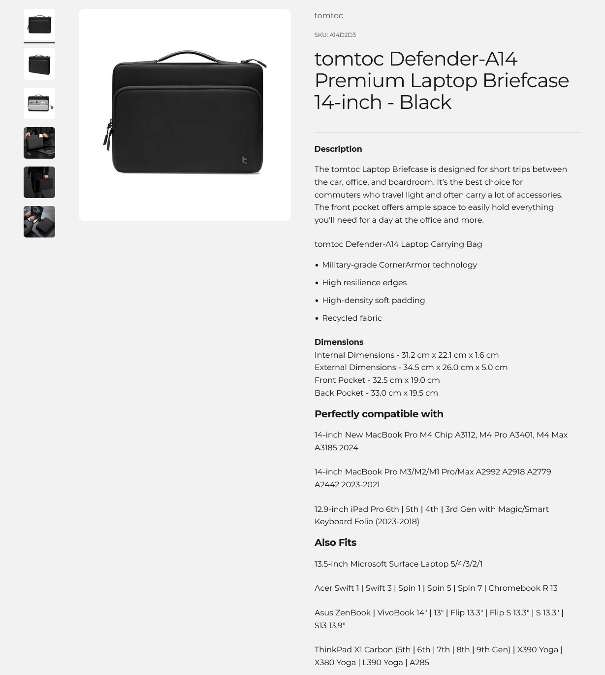 tomtoc Defender-A14 Premium 14