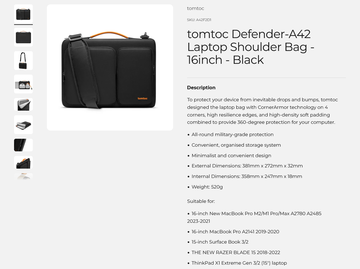 tomtoc Defender-A42 16