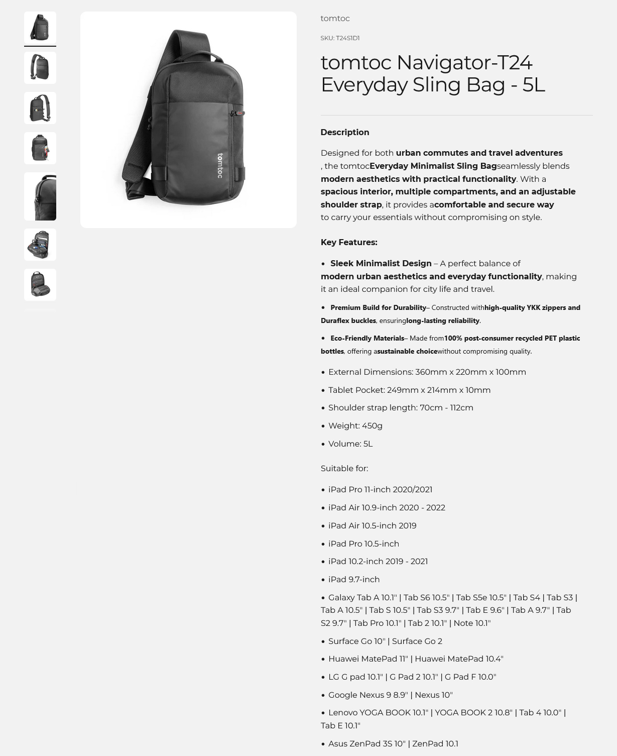 tomtoc Navigator-T24 Sling Bag