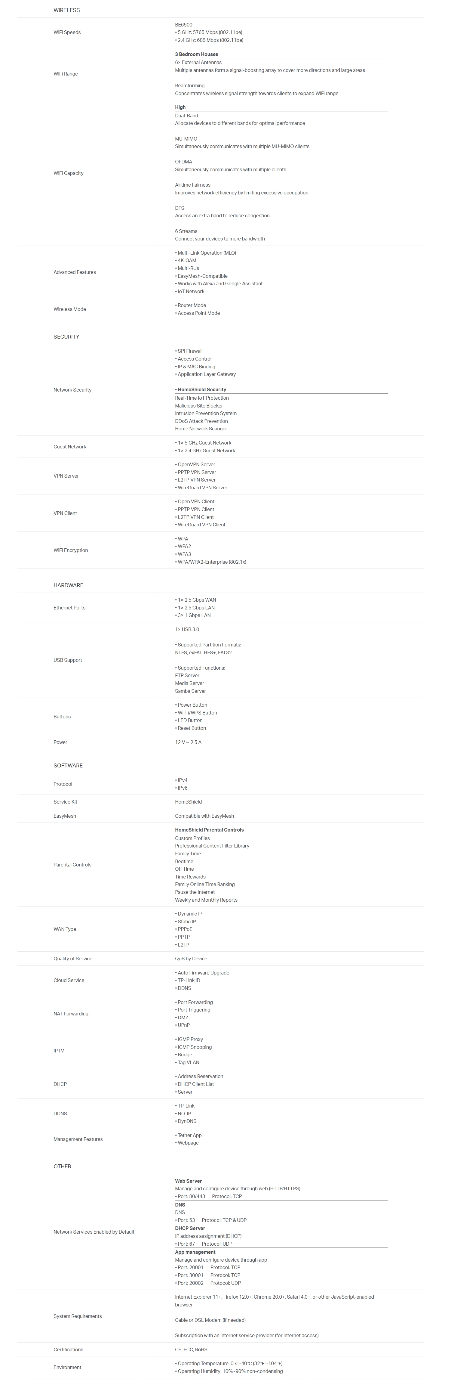 TP-Link Archer GE400 BE6500 Dual-Band Wi-Fi 7 Gaming Router
