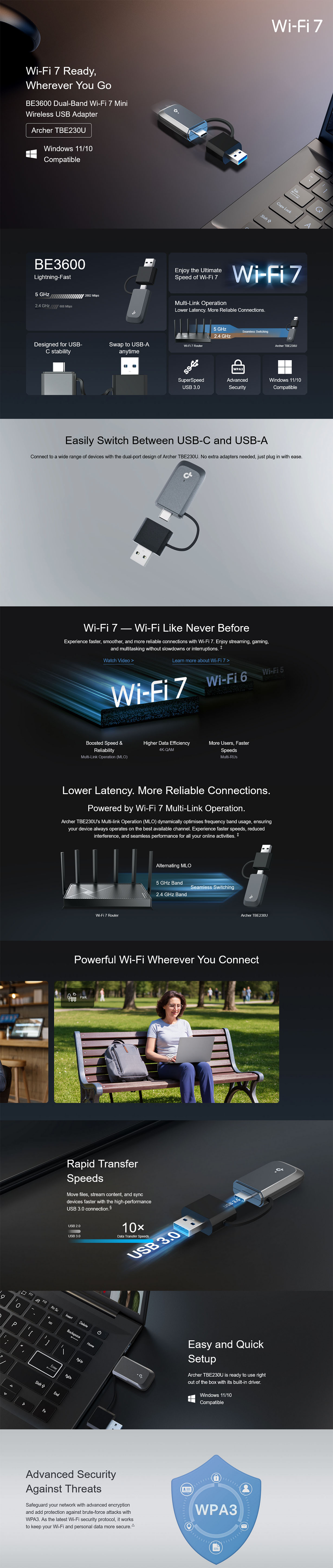 TP-Link Archer TBE230U BE3600 Dual Band Wi-Fi 7 Mini Wireless USB Adapter