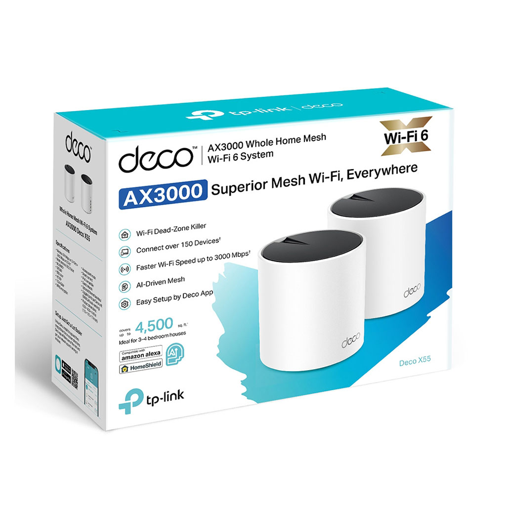 TP-Link Deco X55 AX3000 Whole Home Mesh Wi-Fi 6 Router System - 2 Pack ...