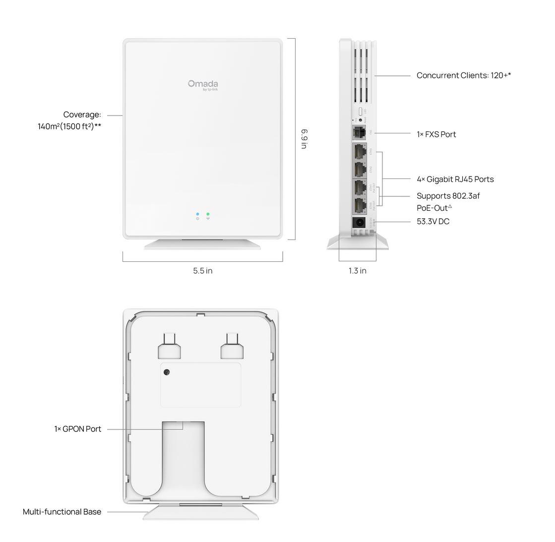 TP-Link EAP650GP-Desktop Omada AX3000 Wi-Fi 6 Desktop GPON Access Point