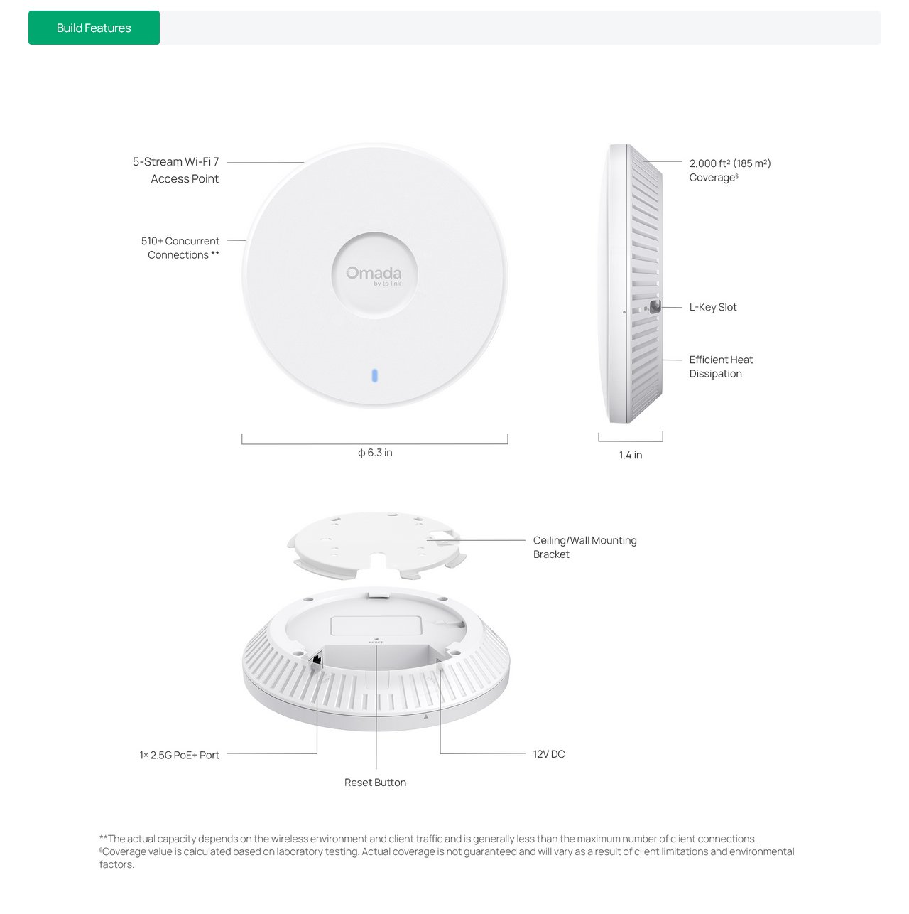 TP-Link EAP727 BE5000 Wi-Fi 7 Ceiling Mount Access Point
