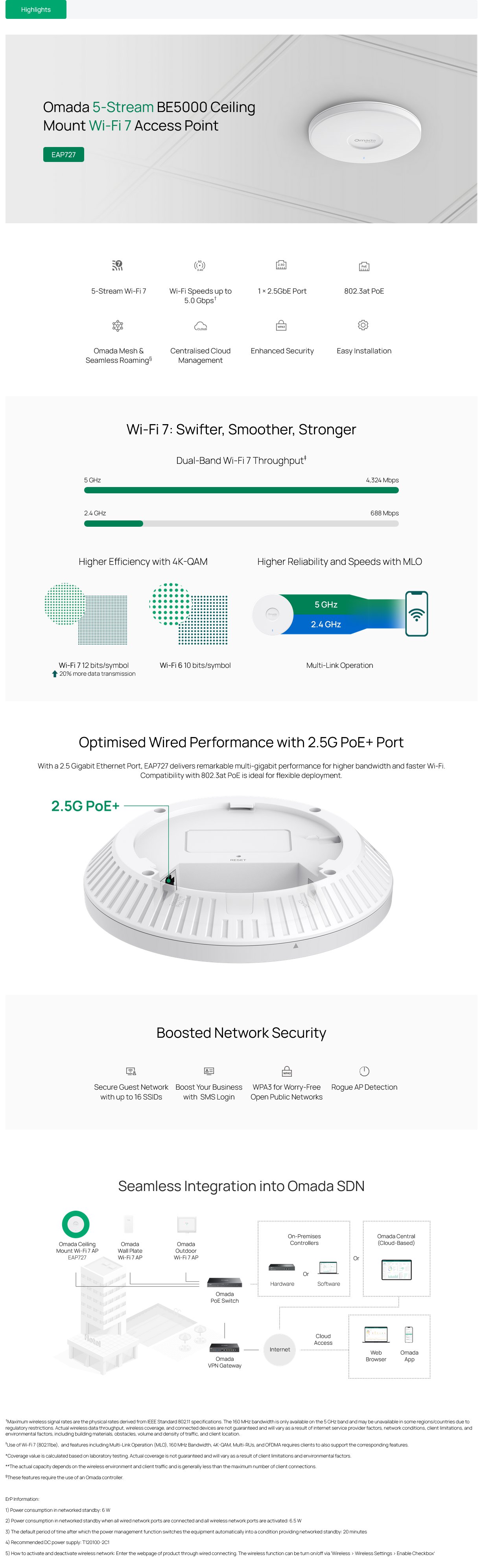 TP-Link EAP727 BE5000 Wi-Fi 7 Ceiling Mount Access Point
