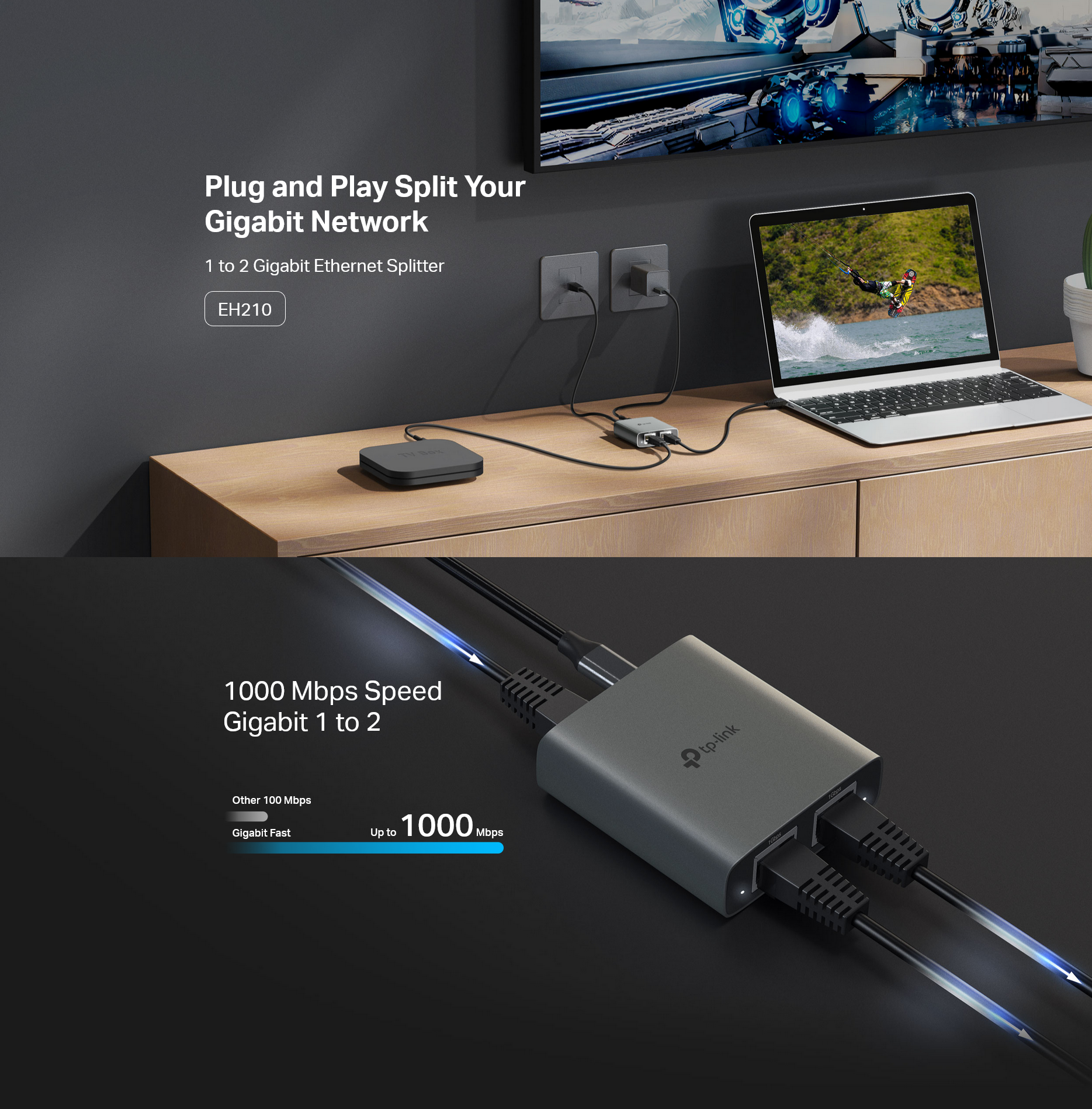 TP-Link EH210 Single to Dual Gigabit Ethernet Splitter