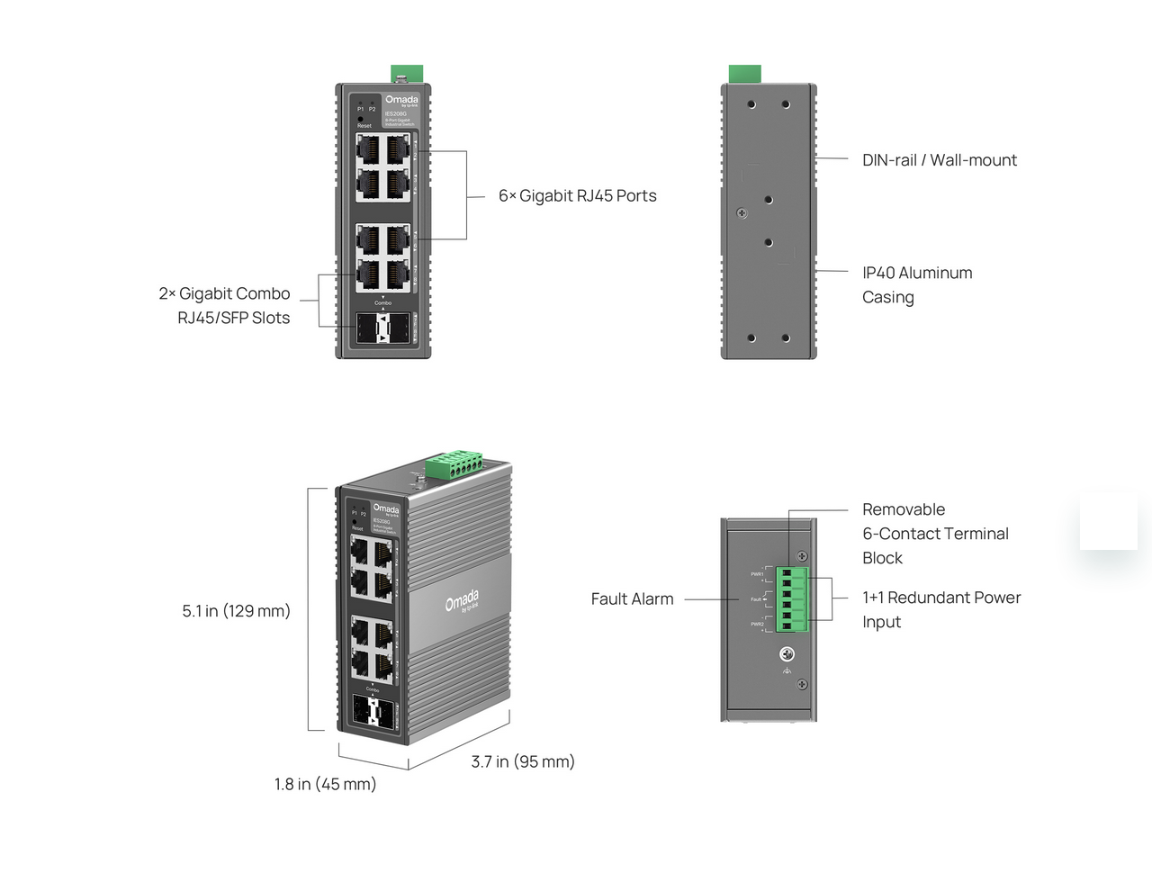 TP-Link IES208G Omada 8-Port Gigabit Industrial Easy Managed Switch