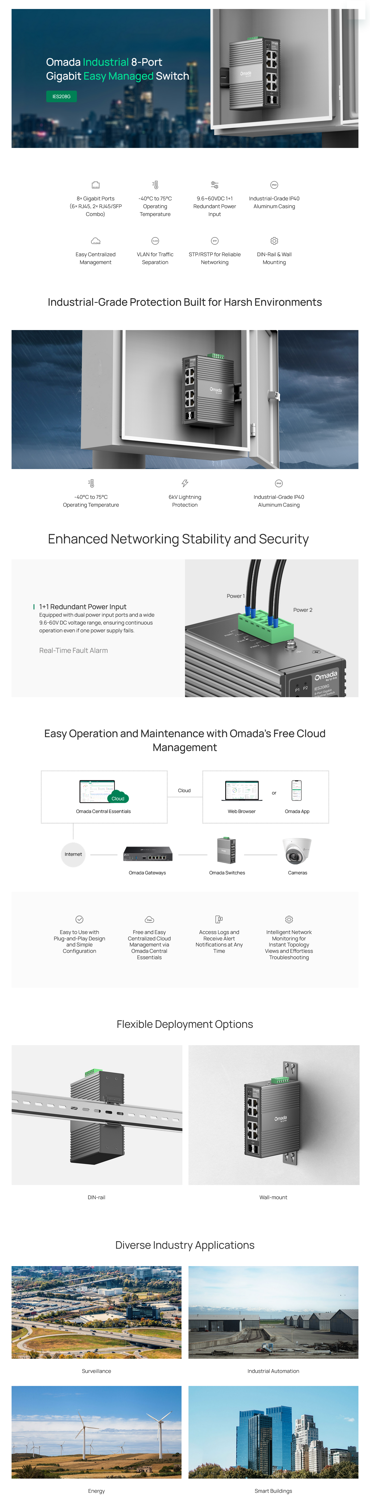 TP-Link IES208G Omada 8-Port Gigabit Industrial Easy Managed Switch