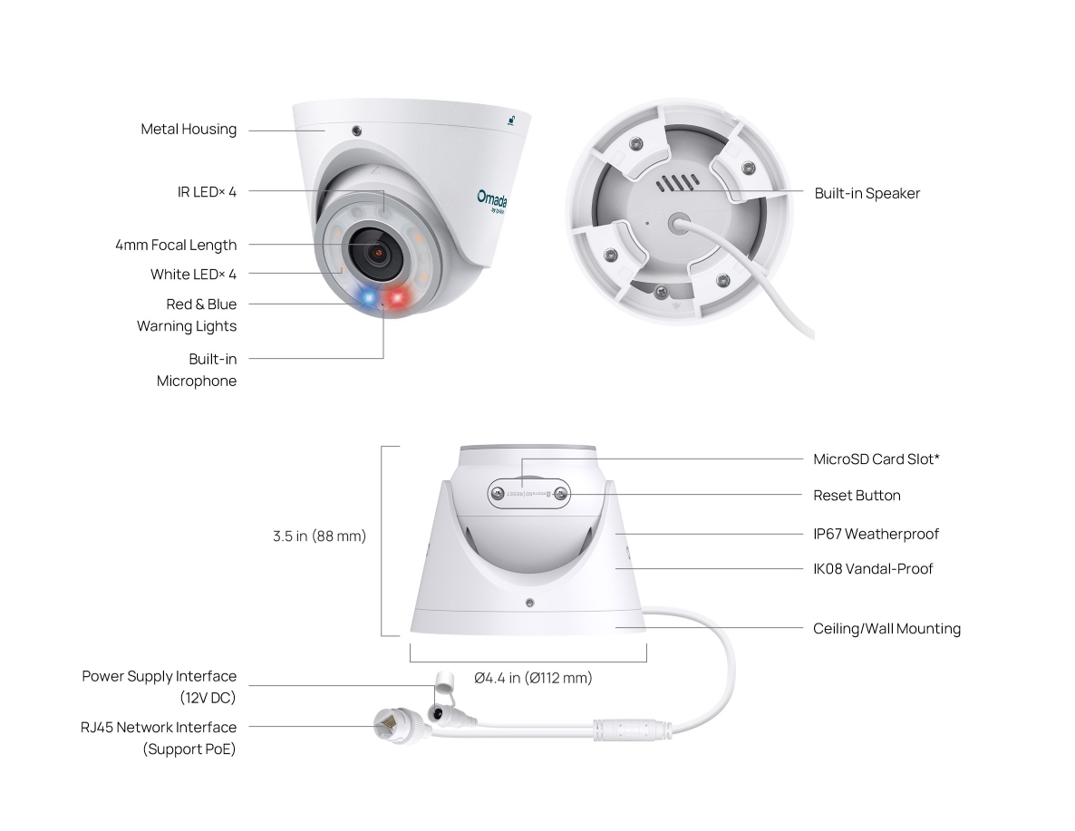 TP-Link Omada 8MP Turret 4K PoE Security Camera