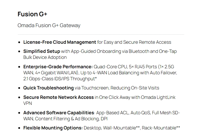 TP-Link Omada Fusion G+ Gateway