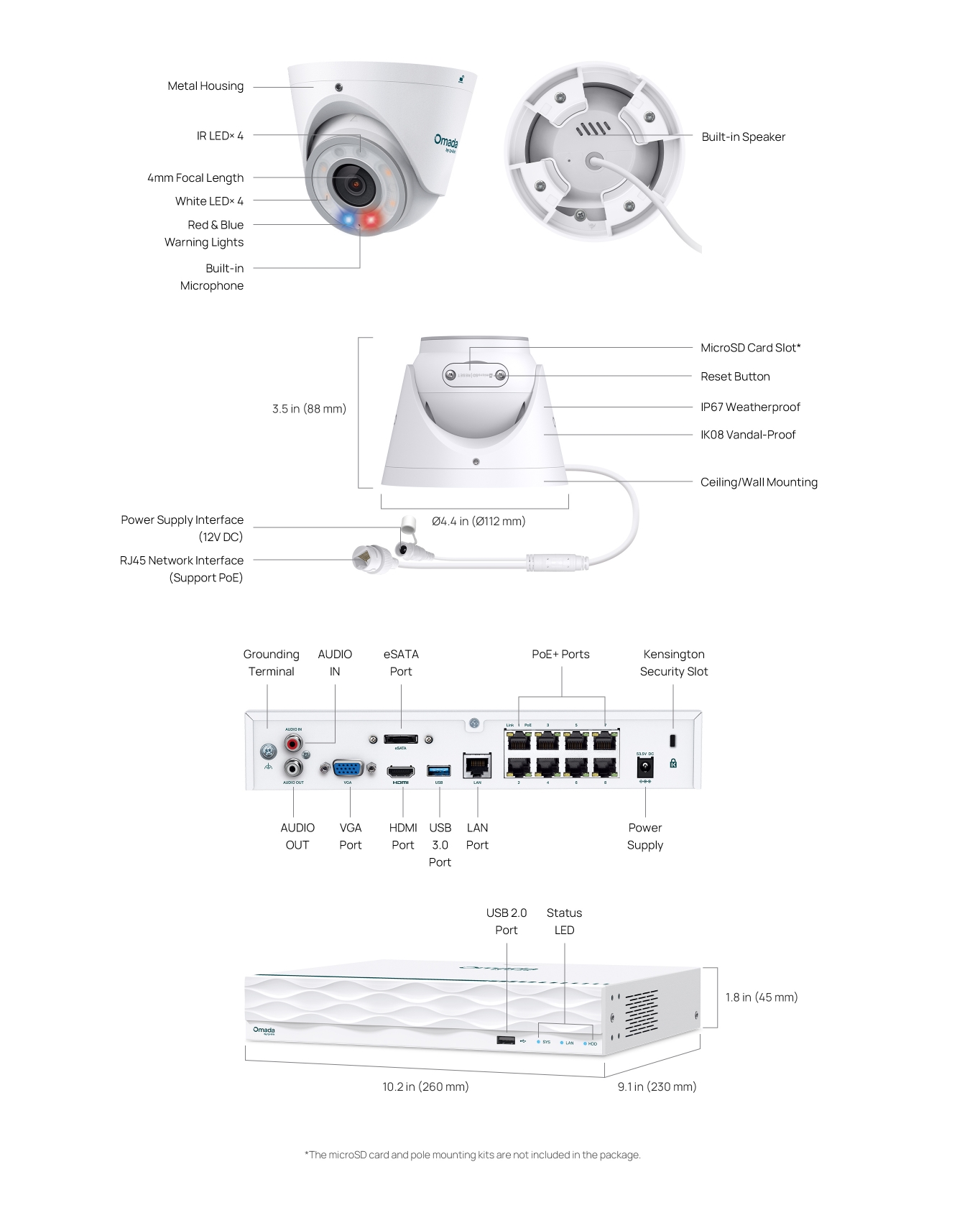 TP-Link Omada T8S4-2T 8MP 4 Camera Turret PoE Security System w/ 2TB HDD & 16-Channel NVR