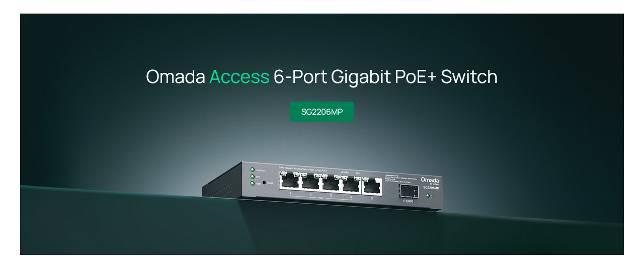 TP-Link SG2206MP Omada Access 6-Port Gigabit Switch with 4-Port PoE+
