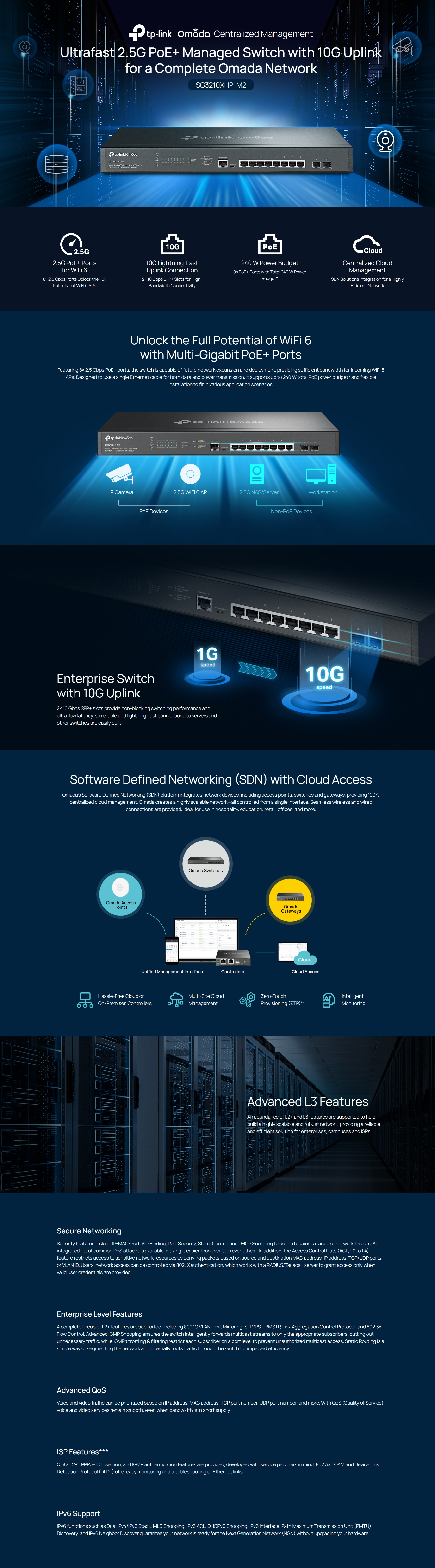 TP-Link SG3210XHP-M2 Omada 8-port Managed Gigabit L2+ SFP+ Switch