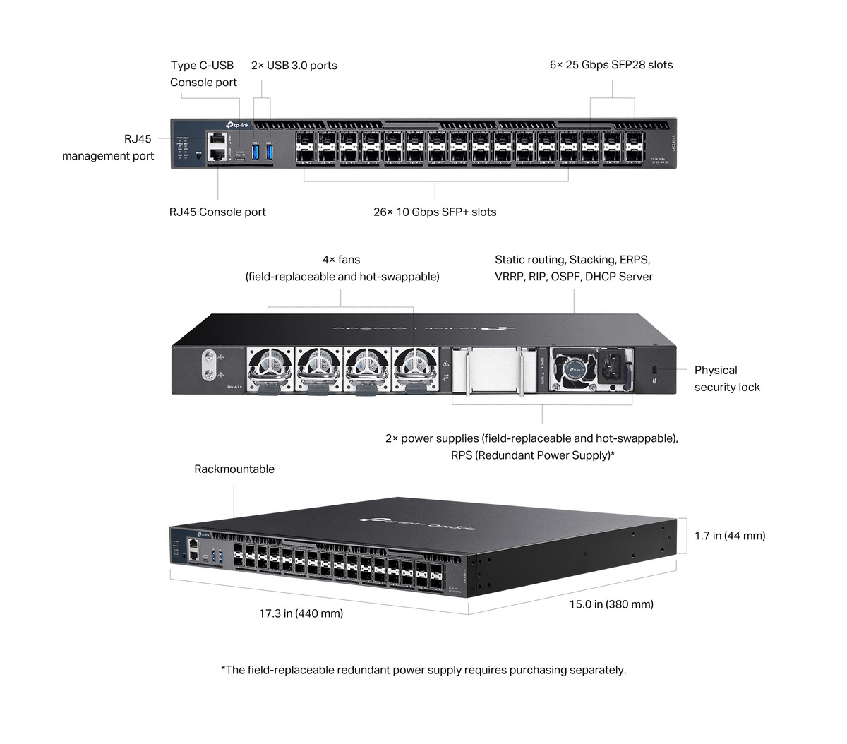 TP-Link SX6632YF Omada 26-Port 10G Stackable L3 Managed Aggregation Switch
