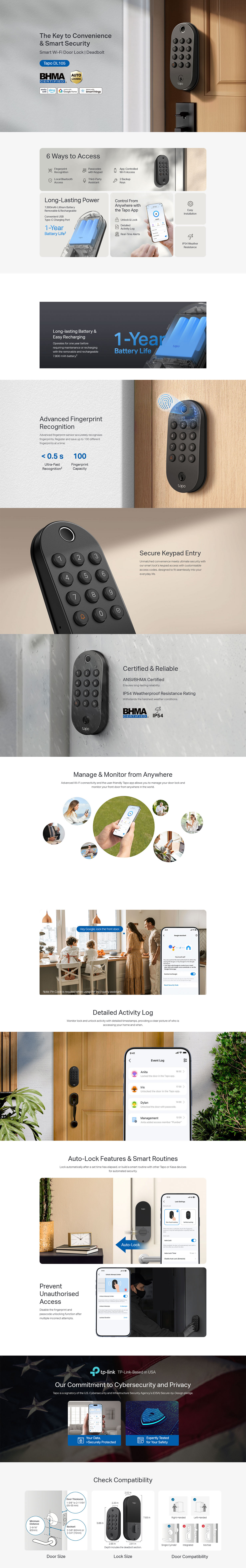 TP-Link Tapo DL105 Smart Wi-Fi Door Lock