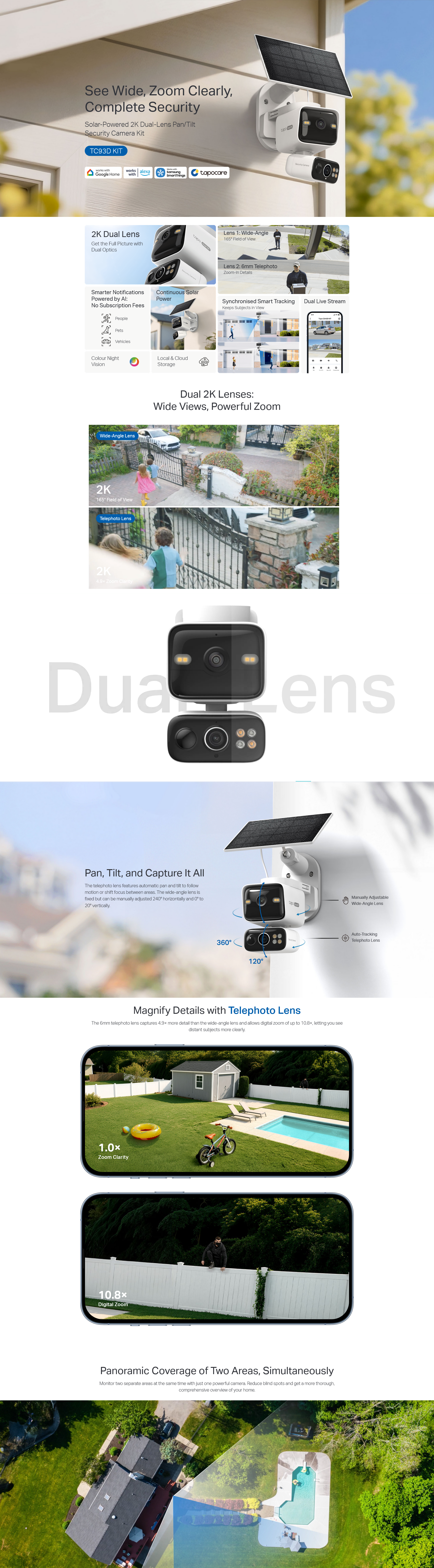 TP-Link TC93D KIT Solar-Powered Dual-Lens Pan/Tilt Security Camera Kit