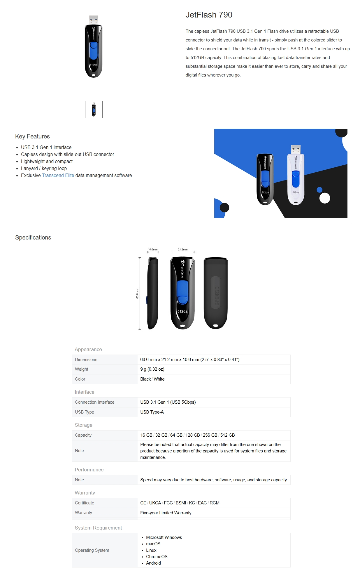 Transcend JettFlash 256GB USB Flash Drive