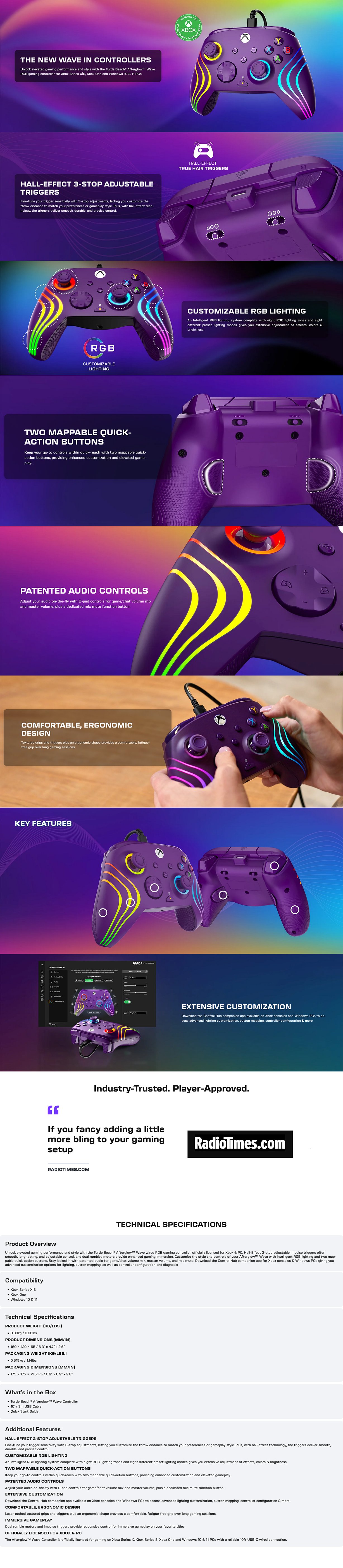 Turtle Beach Afterglow Wave Wired Gaming Controller - Purple
