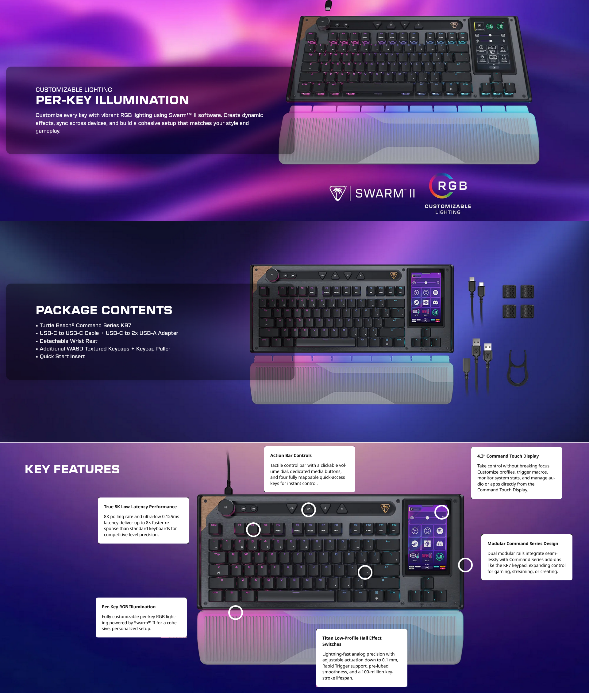 Turtle Beach Command Series KB7 TKL Hall-Effect Wired Gaming Keyboard