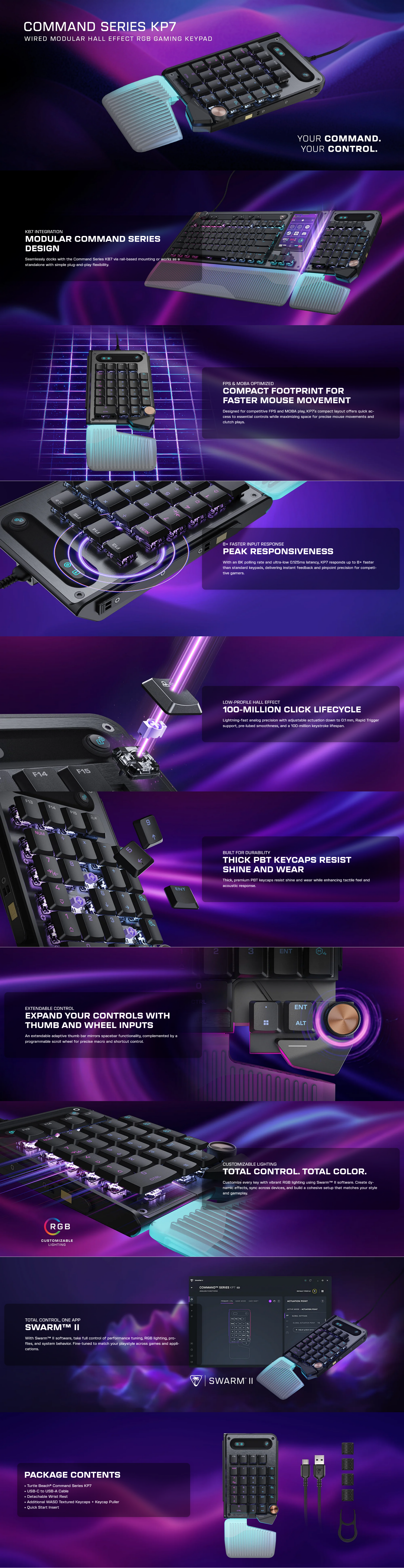 Turtle Beach Command Series KP7 Hall-Effect Wired Keypad