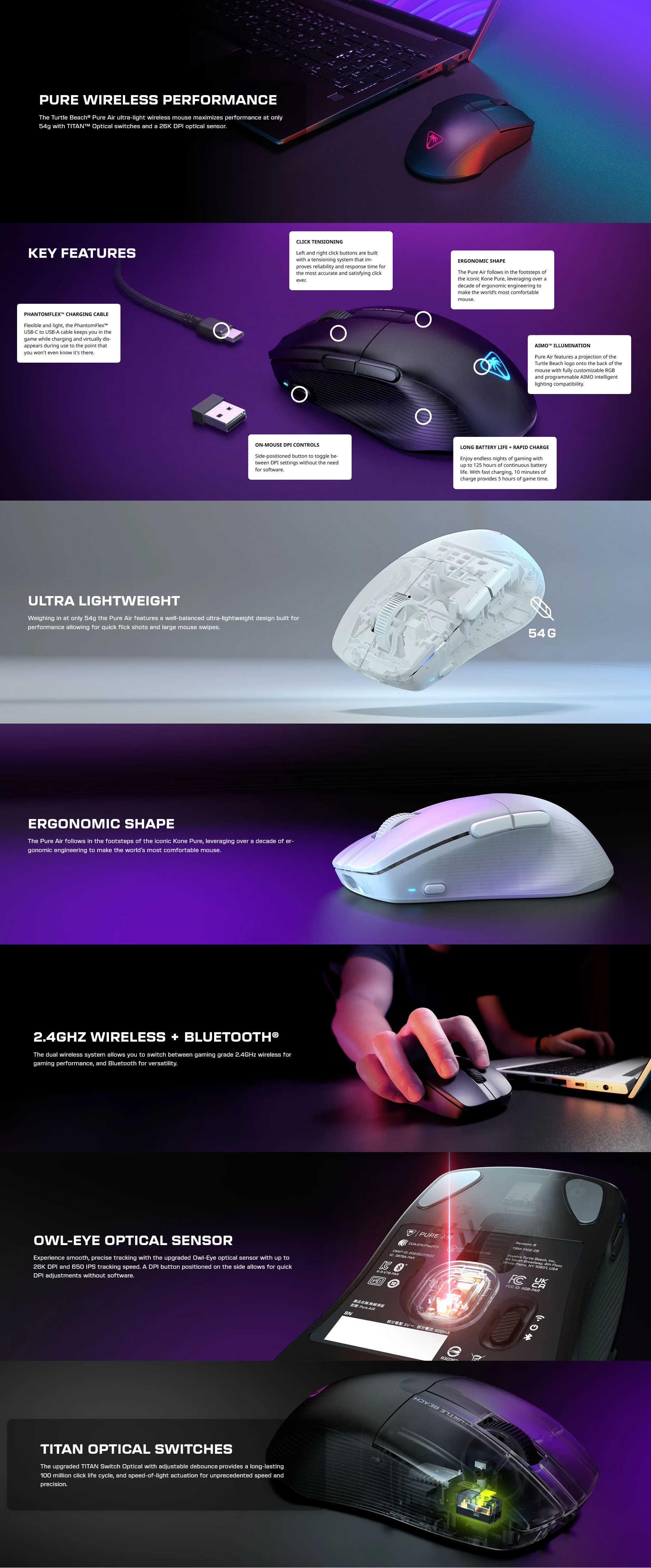 Turtle Beach Pure Air Wireless Optical Gaming Mouse - White