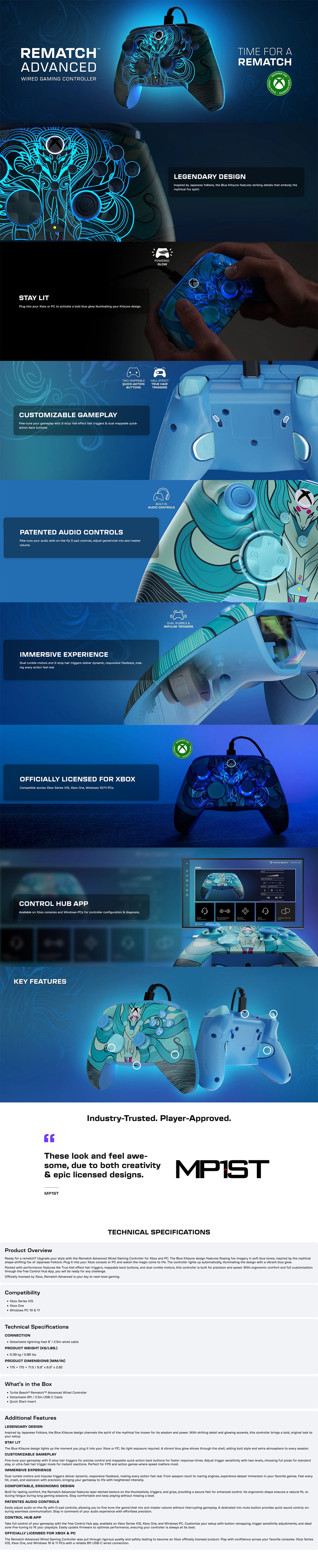 Turtle Beach REMATCH Advanced Wired Gaming Controller - Blue Kitsune