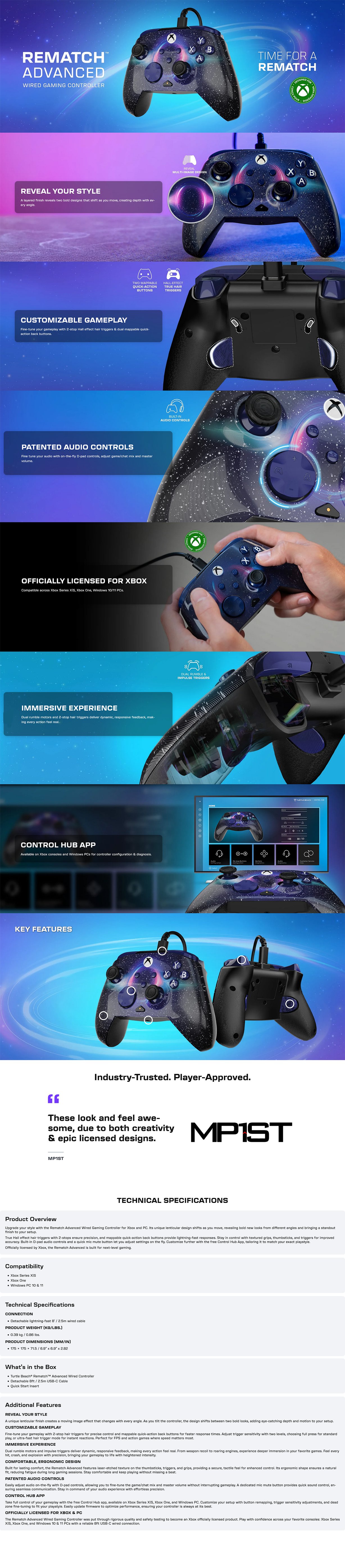 Turtle Beach REMATCH Advanced Wired Gaming Controller - Dark Cosmos